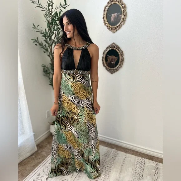 long halter dresses for summer Long Boho Dresses with Belt Free shipping -PRETTY GARDEN – PRETTYGARDEN main image 1